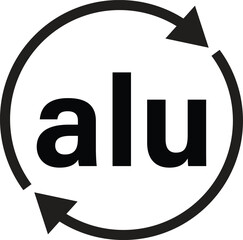 Recyclable aluminium sign . Aluminium recycling symbol ALU . Vector illustration