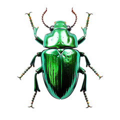 Shiny Green Beetle isolated on transparent background