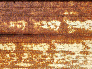 A close-up of an old rusty abandoned garage gate. Industry style, textured wallpaper. Backdrop of grungy warehouse gate. Copy text space
