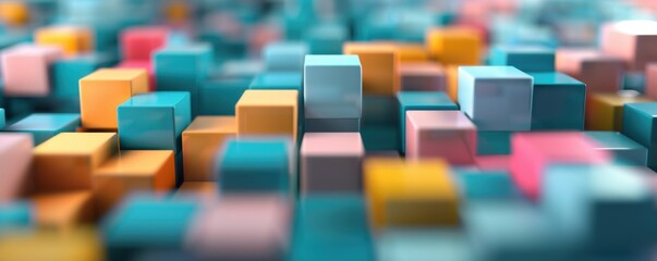 Obraz premium A collection of colorful digital blocks forming a digital pyramid, ideal for a data visualization tool