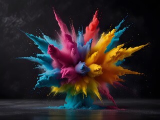 Colorful Sand Splash on Dark Background Generated AI