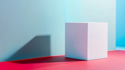 Fototapeta premium Minimalist White Cube on Colorful Background