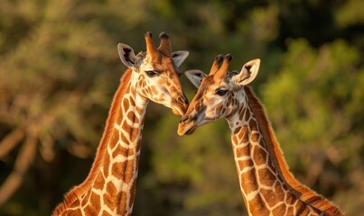Fototapeta premium Giraffe pair standing side by side