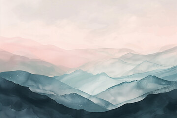 mountains in the fog