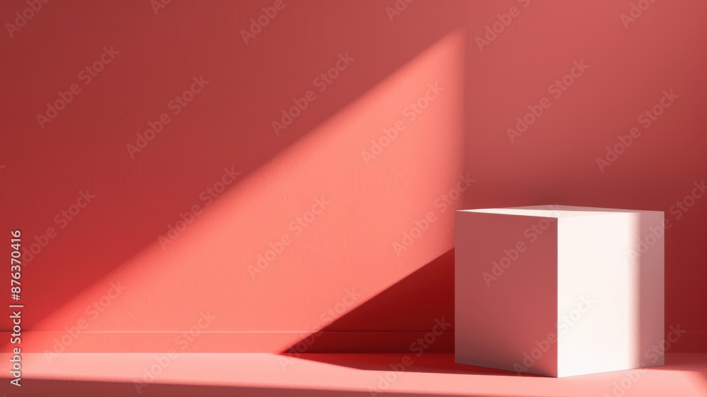 Aufkleber a minimalist composition with a single digital block casting a long shadow, perfect for a tech start