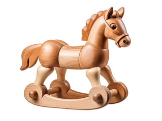 Wooden rocking horse isolated on transparent background