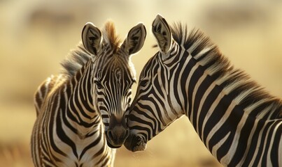 Fototapeta premium Zebra foal with its mother