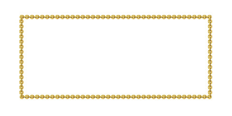 Vintage rectangular frame, gold chain, isolated. Empty copy space for paintings, mirrors or photo. Vintage simple frame. Beautiful golden style decorative border, jewel deco elegant art object. Png