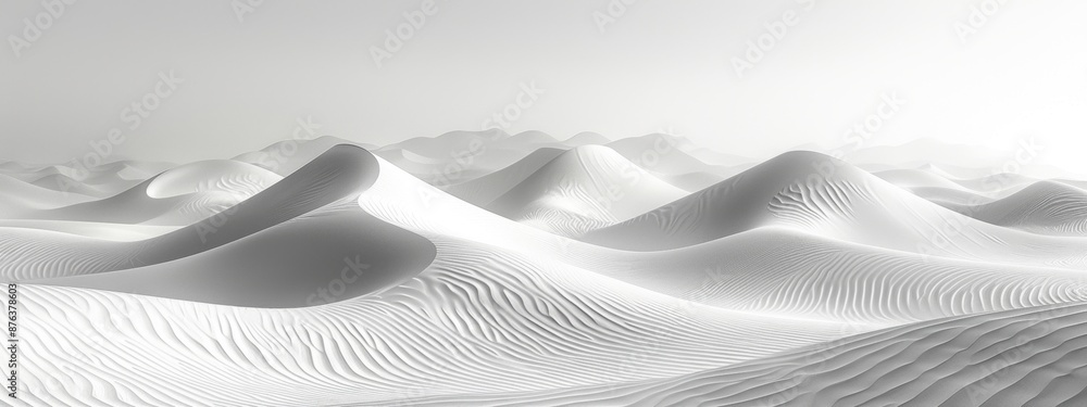 Poster Simple pencil drawing of minimalist view of rolling desert dunes with soft lines.