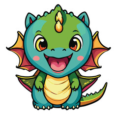 Illustration of a Cute Cartoon Dragon