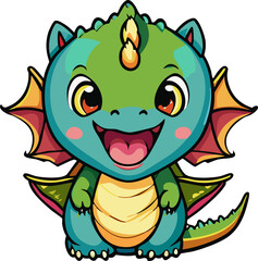 Illustration of a Cute Cartoon Dragon