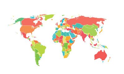 Obraz premium World map isolated .modern colorful style. for website layouts, background, education, precise, customizable, Travel worldwide, map silhouette backdrop, earth geography, political, reports. 