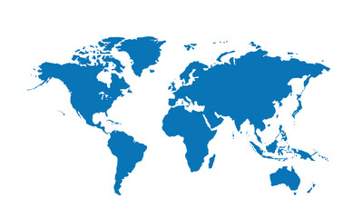 Obraz premium World map isolated. blue color style. for website layouts, background, education, precise, customizable, Travel worldwide, map silhouette backdrop, earth geography, political, reports. 