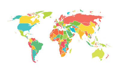 Obraz premium World map isolated .modern colorful style. for website layouts, background, education, precise, customizable, Travel worldwide, map silhouette backdrop, earth geography, political, reports. 