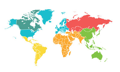 Obraz premium World map isolated .modern colorful style. for website layouts, background, education, precise, customizable, Travel worldwide, map silhouette backdrop, earth geography, political, reports. 