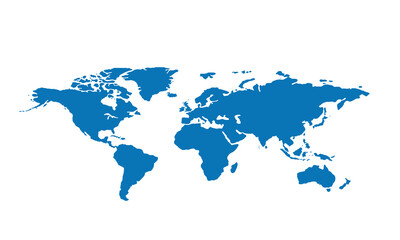World map isolated. blue color style. for website layouts, background, education, precise, customizable, Travel worldwide, map silhouette backdrop, earth geography, political, reports. 