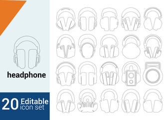 Fototapeta premium vector and line art set of headphones