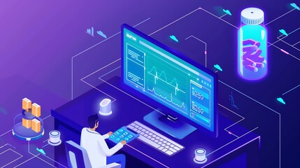 Remote diagnosis ensuring drug shipment and package tracking, advanced medical technology, user-friendly interface, crisp and vibrant visuals. copy space for text,