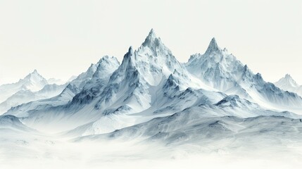 Obraz premium Simple pencil drawing of distant mountain range.