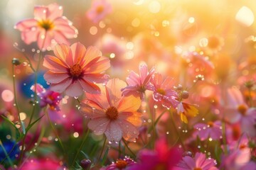 Fototapeta premium High resolution image of flower garden in morning light