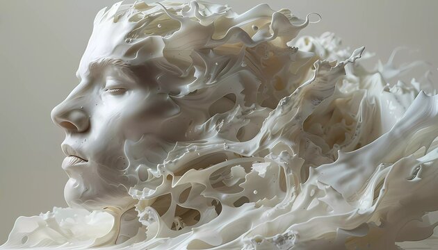 Digital Data Sculpture: Carving Insights in Pixels, digital statue where each facet represents a different data visualization technique, presenting complex data.
