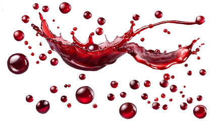 Red Wine Splash with Droplets on White Background &ndash; Liquid Spray