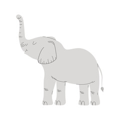 Fototapeta premium Cute vector illustration featuring an elephant in a flat cartoon style. 