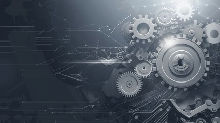 Obraz premium A black and white image of gears and other mechanical parts