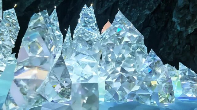 Enchanting crystal cave with radiant blue light
