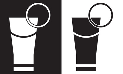 Cocktail drink glass icon isolated on black and white background. EPS 10