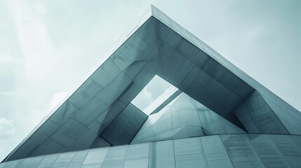 Geometric architecture with clean lines and sharp angles creates a modern, minimalist aesthetic.