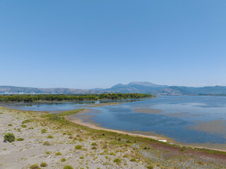 Lagoon landform water and algae colors Kune lagoon Albania