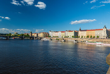 Prague city scenery from Palackeho most bridge