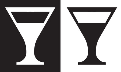 Cocktail drink glass icon isolated on black and white background. EPS 10