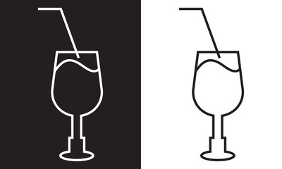 Cocktail drink glass icon isolated on black and white background. EPS 10
