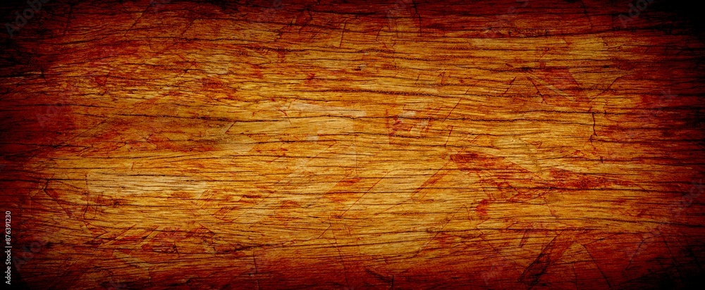 Poster abstract red background with black grunge borders, triangle shapes in red transparent layers with an
