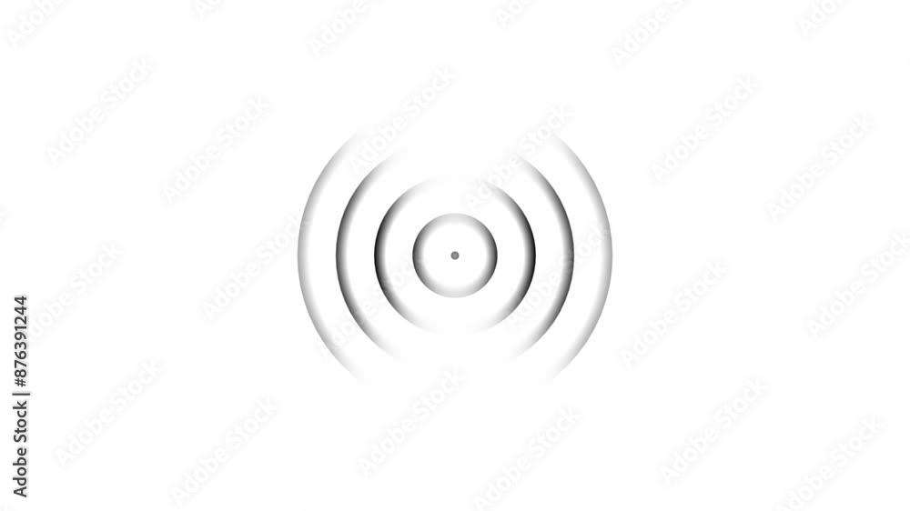 Poster circle radar interface signal with concentric rings moving.radio waves animation.