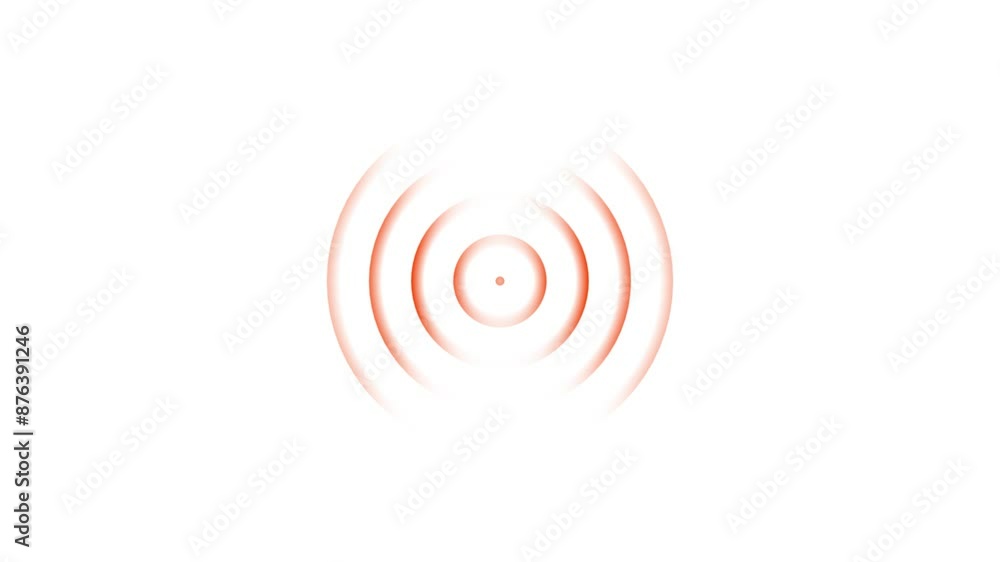 Poster circle radar interface signal with concentric rings moving.radio waves animation.