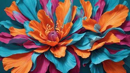 A large flower with a dark backdrop, shown in a highly detailed digital close-up painting