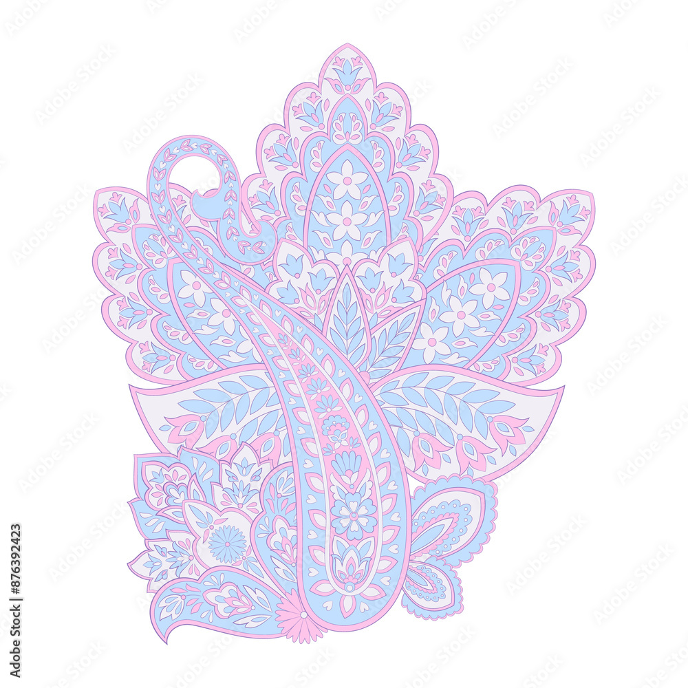 Wall mural damask floral paisley isolated pattern