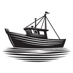 Boat silhouette vector illustration isolated on a white background