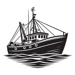 Boat silhouette vector illustration isolated on a white background
