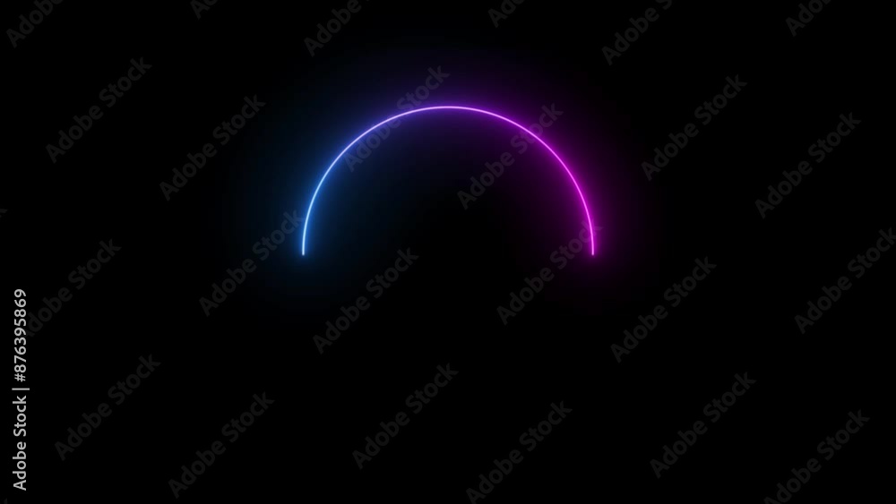 Poster rotation circle smooth neon glowing loop.