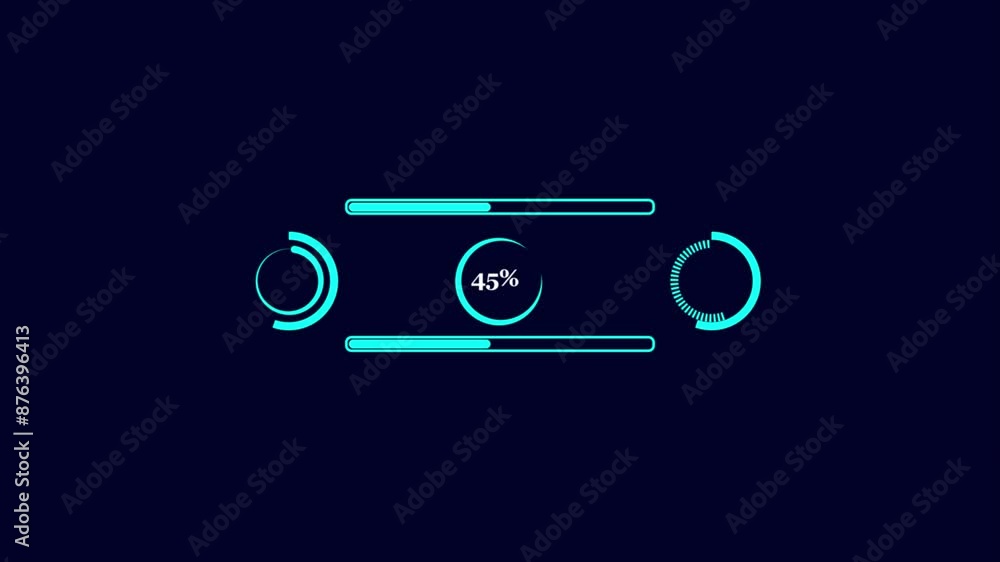 Poster futuristic uploading progress bar. digital download progress or status bars.