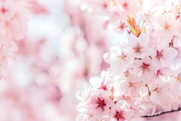 Close-Up of Pink Cherry Blossom Flowers in Spring
