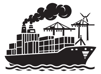 Fototapeta premium Cargo ship with containers vector illustration isolated on a white background