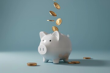 Financial Growth: Piggy Bank and Falling Coins