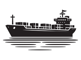 Cargo ship with containers vector illustration isolated on a white background