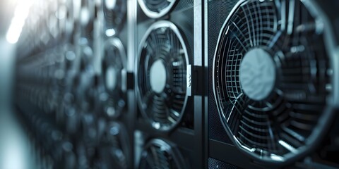 Innovative Server Farm Utilizing Advanced Database Technology for Cryptocurrency Mining. Concept Database Technology, Cryptocurrency Mining, Server Farm, Innovation, Advanced Technology