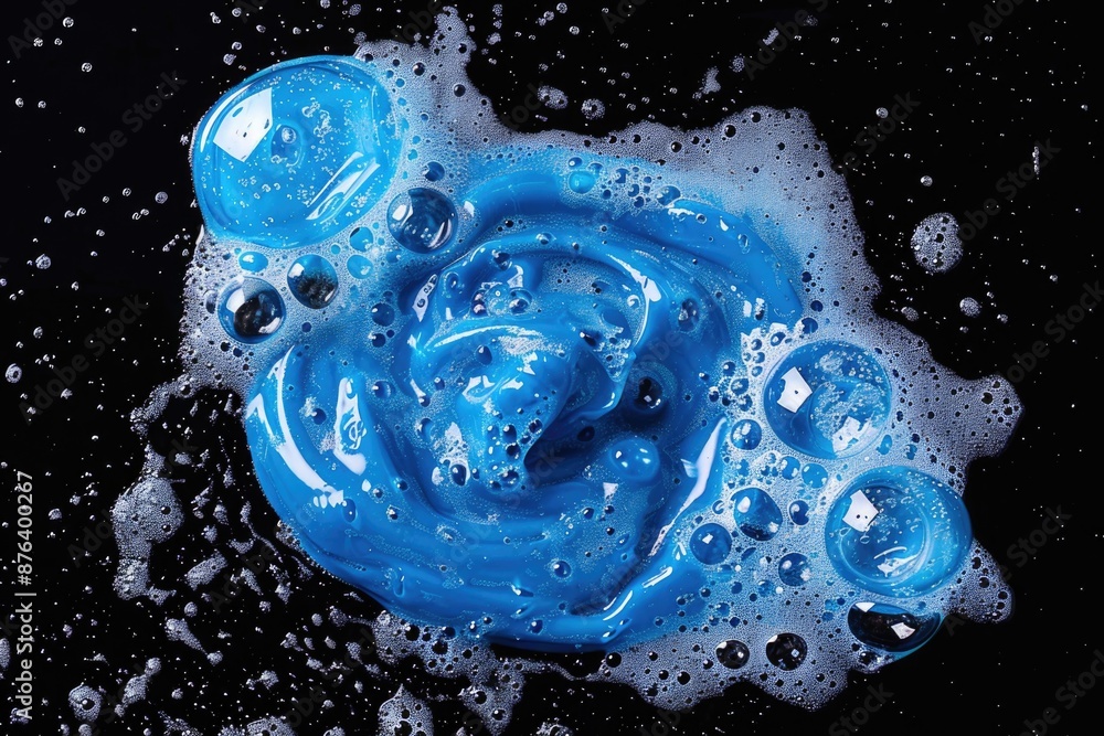 Poster a close-up shot of a blue object submerged in water, perfect for use as an illustration or decorativ